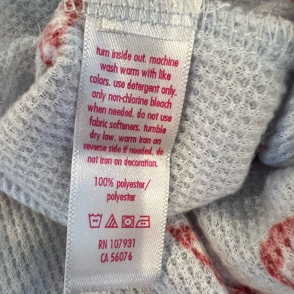 NWT- 2 Pc XMas PJ Set❤️ Lt Blue w Candy Cane Hearts , Long Pants & Henley Top - Picture 12 of 12